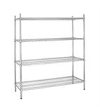 L929 1525w x 460d mm Chrome Wire Shelves 4 Tier