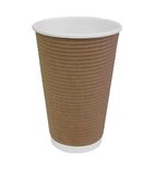 Image of GF025 Coffee Cups Ripple Wall Kraft 455ml / 16oz (Pack of 25)