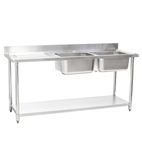 HEF661 1800w x 600d mm Stainless Steel Double Sink With Left Hand Drainer