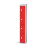 W982-CNS Elite Four Door Coin Return Locker with Sloping Top Red