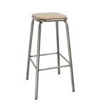 DE479 Galvanised Steel High Stools with Wooden Seatpad (Pack of 4)