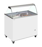 Image of IC300SC+CANOPY 7 x Napoli Pan White Curved Glass Ice Cream Display Freezer With Canopy