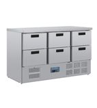 G-Series CR711 Medium Duty 634 Ltr 6 Drawer Stainless Steel Refrigerated Prep Counter