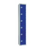 W948-CNS Elite Six Door Coin Return Locker with Sloping Top Blue