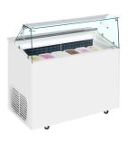 TOP6E 6 x Napoli Pan White Flat Glass Ice Cream Display Freezer