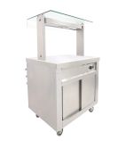 FLEXI-SERVE FS-H2 860mm Wide Mobile Hot Cupboard With Plain Top, LED Gantry, Standard Glass & Tubular Trayslide