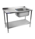 DR361 1200mm Self Assembly Stainless Steel Sink Left Hand Drainer