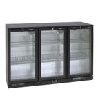 BA30H 311 Ltr Undercounter Triple Hinged Glass Door Black Back Bar Bottle Cooler