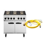 Phoenix PHGR01/N 6 Burner Natural Gas Oven Range With Castors & FREE 3/4 Inch Gas Hose