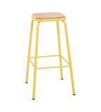 FB941 Cantina High Stools with Wooden Seat Pad Yellow (Pack of 4)
