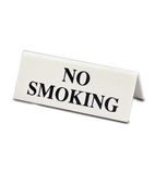 D2923 Plastic Tent 4.5 x 10cm Table Sign With Black on White Text - No Smoking