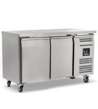 HBC2EN 282 Ltr 2 Door Stainless Steel Refrigerated Pizza / Saladette Prep Counter With Raised Collar