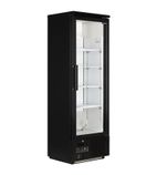 EM300 307 Ltr Upright Single Glass Door Black Bar Back Bottle Cooler