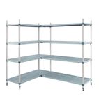 DS369 Max Q Polymer Posts Shelving L-Shape Add-On Kit 4 Shelves 1880x910x460mm