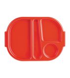 U037 Large Polycarbonate Compartment Food Trays Red 375mm
