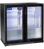 NT2BH 220 Ltr Undercounter Double Hinged Glass Door Black Back Bar Bottle Cooler