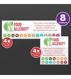 CG205 Allergy Awareness Sticker Pack (Pack of 8 Self Adhesive Vinyl Stickers)