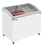 NIC200SCEB 185 Ltr White Mobile Display Chest Freezer With Curved Glass Lid
