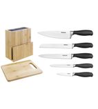 SA610 Prep Like A Pro 5-Piece Soft-Grip Knife Set With Knife Block and Chopping Board