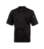 B054-XL Montreal Cool Vent Unisex Short Sleeve Chefs Jacket Black XL