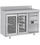 FMPP1500CR 325 Ltr 2 Glass Door Stainless Steel Refrigerated Display Prep Counter With Upstand