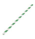 Image of DE928 Paper Straws Green Stripes 210mm (Pack of 250)