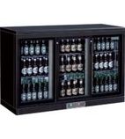 G-Series CC605 335 Ltr Undercounter Triple Sliding Glass Door Black Back Bar Bottle Cooler