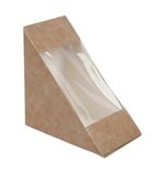 Image of DF605 Recyclable Kraft Front-Loading Sandwich Wedges With PLA Window (Pack of 500)
