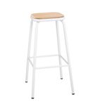 FB939 Cantina High Stools with Wooden Seat Pad White (Pack of 4)