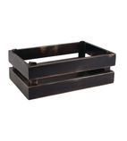 FE980 Superbox Wooden Buffet Crate Black Vintage 1/4 GN