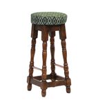 FT403 Classic Rubber Wood High Bar Stool with Green Diamond Seat (Pack of 2)