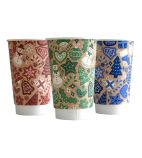 Image of HX494 Double Wall Coffee Cups Festive Design 455ml (Pack of 400)