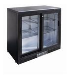 G-Series CF759 Undercounter Double Sliding Glass Door Reduced Height Black Back Bar Bottle Cooler