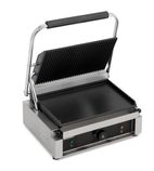 Image of BSRCGXL Electric Single Contact Panini Grill - Ribbed Top & Flat Bottom