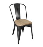 GG707 Bistro Side Chairs with Wooden Seat Pad Black (Pack of 4)