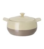 CN591 Cream And Taupe Round Casserole Dish 1.8Ltr