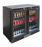 G-Series DP287 223 Ltr Undercounter Double Hinged Glass Door Reduced Height Black Back Bar Bottle Cooler