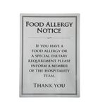 GM816 Brushed Steel Food Allergy Sign A4