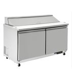 U-Series GD883 527 Ltr 2 Door Stainless Steel Refrigerated Pizza / Saladette Prep Counter