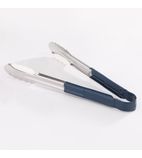 EA409BL Stainless Steel Non Slip Blue Handle Tongs 300mm
