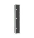GR679-C Three Door Camlock Locker Graphite Grey