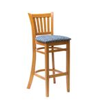 FT436 Manhattan Soft Oak Bar Chair with Blue Diamond Padded Seat