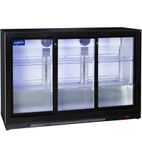 NT3BS 300 Ltr Undercounter Triple Sliding Glass Door Black Back Bar Bottle Cooler