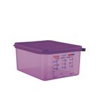 EC862 Aravan Allergen Airtight Container Gastronorm 1/2 x 150mm Purple Polypropylene With ColourClips and Label