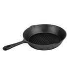 M652 Round Cast Iron Ribbed Skillet Pan 267mm