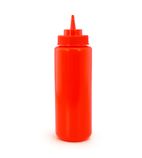 Image of E2249 Wide Mouth Sauce Bottle Red Top Plastic 91cl
