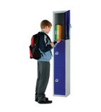 W946-CNS Elite Three Door Coin Return Locker with Sloping Top Blue