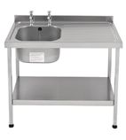 E20602R 1200w x 600d mm Stainless Steel Single Sink With Right hand Drainer (Self Assembly)