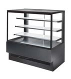 EVO-K-120-BLACK-R290A 1200mm Wide Black Flat Glass Patisserie Serve Over Counter Display Fridge