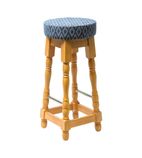 FT461 Classic Soft Oak High Bar Stool with Blue Diamond Seat (Pack of 2)